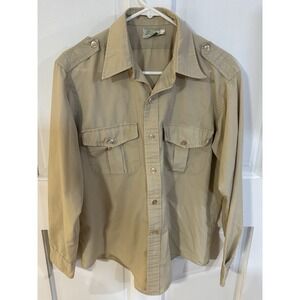 Vintage 1960's LL Bean Safari Style Long Sleeve Shirt Tan Size 16‎